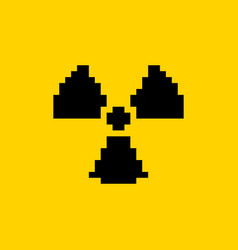 Pixel art 8-bit hazard orange sign radiation Vector Image