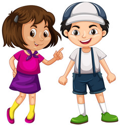 Boy and girl in blue striped shirts Royalty Free Vector