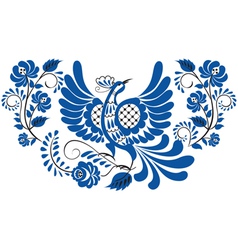 Blue flower ornament gzhel russian style Vector Image