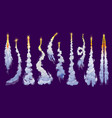 cartoon rocket smoke trail missile flight path vector image vector image