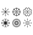 christmas - set of black snowflakes icon vector image