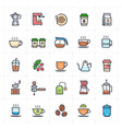 icon set - coffee and tea full-color vector image