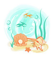opened light orange sea shell with shiny pearl vector image