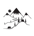 with wild bear mountains snow moon camping vector image