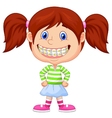 little girl cartoon with brackets vector image