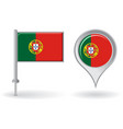 portuguese pin icon and map pointer flag vector image