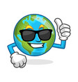cool thumb up earth mascot wearing sunglasses vector image