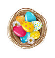 easter design element nest with eggs vector image