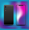 realistic smartphones mockups blue colour vector image