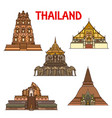 thai temples and stupas icons travel landmark vector image vector image