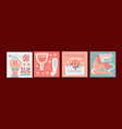 set of square cards with lettering quotes about vector image vector image