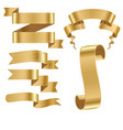 golden ribbon tape banner flag bow classic glossy vector image
