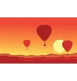 silhouette of hot air balloon on the sunset vector image