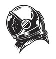 vintage monochrome cosmonaut profile view template vector image