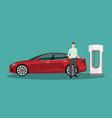man with electric car vector image vector image
