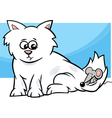 kitten with mouse cartoon vector image