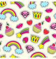 fashion patch badges with different elements set vector image vector image