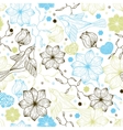 retro seamless pattern with flowers and birds vector image
