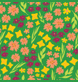 spring flowers seamless repeat pattern vector image vector image