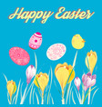 festive greeting easter card with eggs and chicken vector image