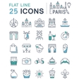 set flat line icons paris vector image