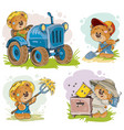 set teddy bears tractor driver beekeeper vector image vector image