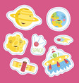 stickers collection with space cartoons vector image