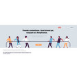 tug of war people team pulling opposite ends vector image