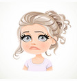 beautiful upset sad pearl blond girl with long vector image
