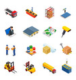 3d isometric warehousetransportation vector image