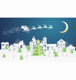 christmas village and santa claus in sleigh vector image