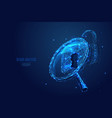 magnifying glass and lock low poly blue vector image vector image