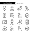 navigation thin line icon set vector image