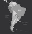 south america map - grey colored on dark vector image