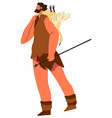 prehistoric people male with duck or chicken vector image