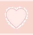 pink heart shape frame decorated blooming flowers vector image