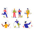 people with line abstract geometric shapes set vector image