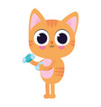 cute kitty with one soap bar vector image vector image