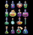 set of bottles magic potion game icons liquid vector image