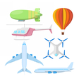 air transportation plane helicopter and drone vector image