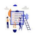 planning and time management concept with two men vector image vector image