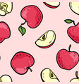 seamless pattern with cute doodle red and pink vector image vector image