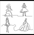 set silhouette of a slender bride vector image