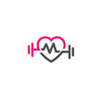 love fit with pulse logo letter m vector image vector image