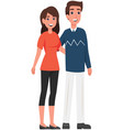 man and woman in casual clothes are embracing vector image