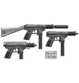 graphic silhouette submachine gun with ammo clip vector image vector image