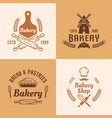 bakery and pastries colored emblems vector image vector image