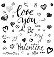 hand-painted ink with hearts vector image vector image