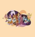 set of isolated hindu gods meditation in yoga vector image