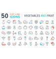 vegetables and fruit line icons 2 vector image vector image